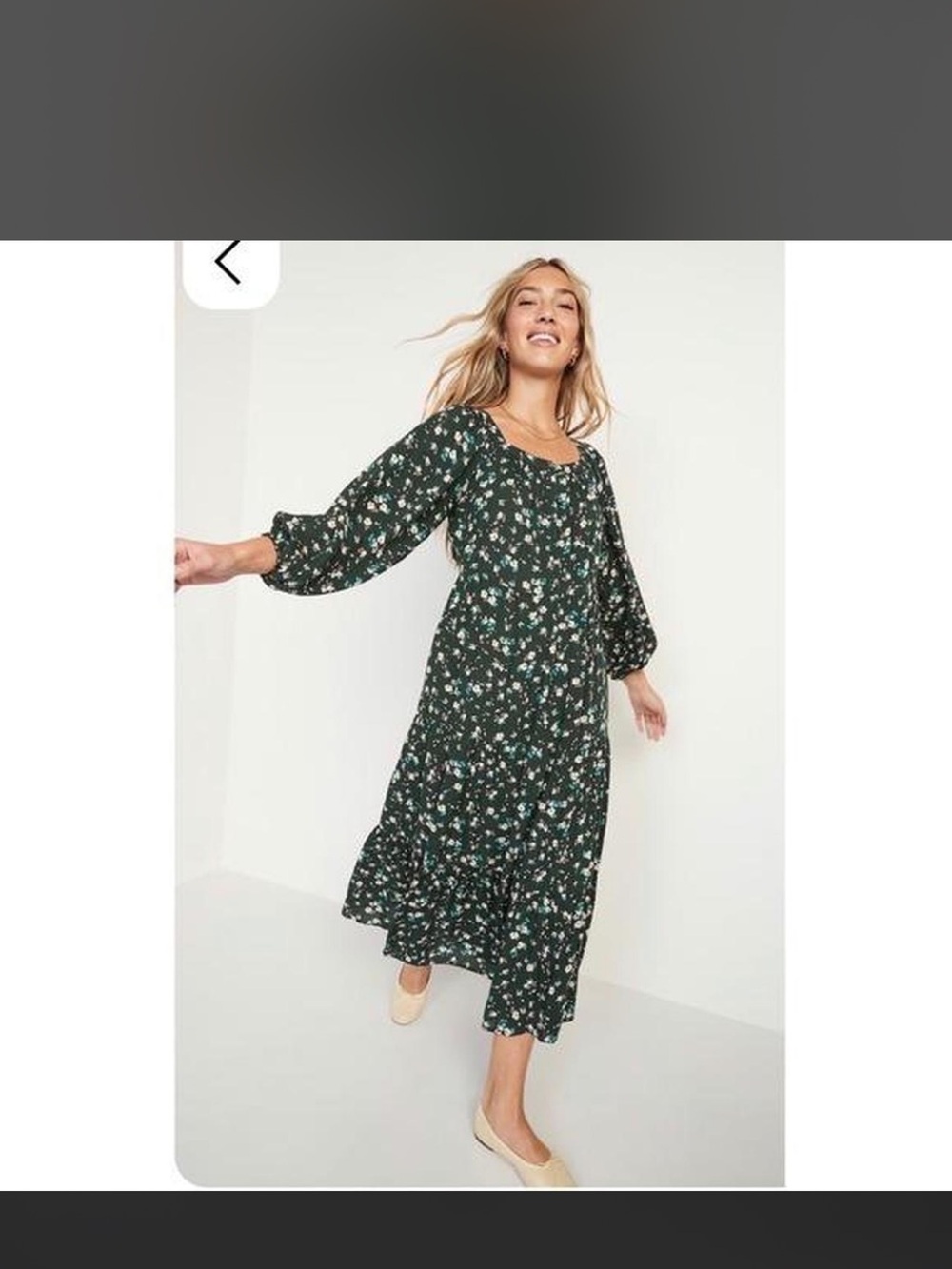 Old Navy Dark Green Floral Maxi Dress